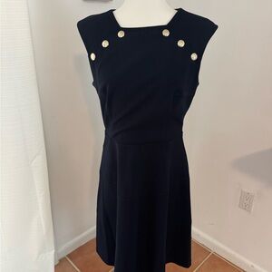 Tommy Hilfiger Navy Blue Dress with Gold Button Details